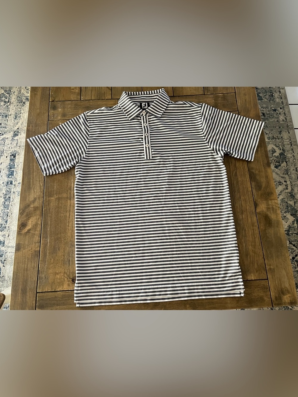 FootJoy Men’s Stretch Pinstripe Golf Polo White/Gray size medium